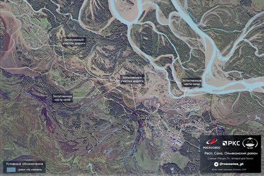 Preview Роскосмос показал спутниковые снимки масштабных паводков в Якутии